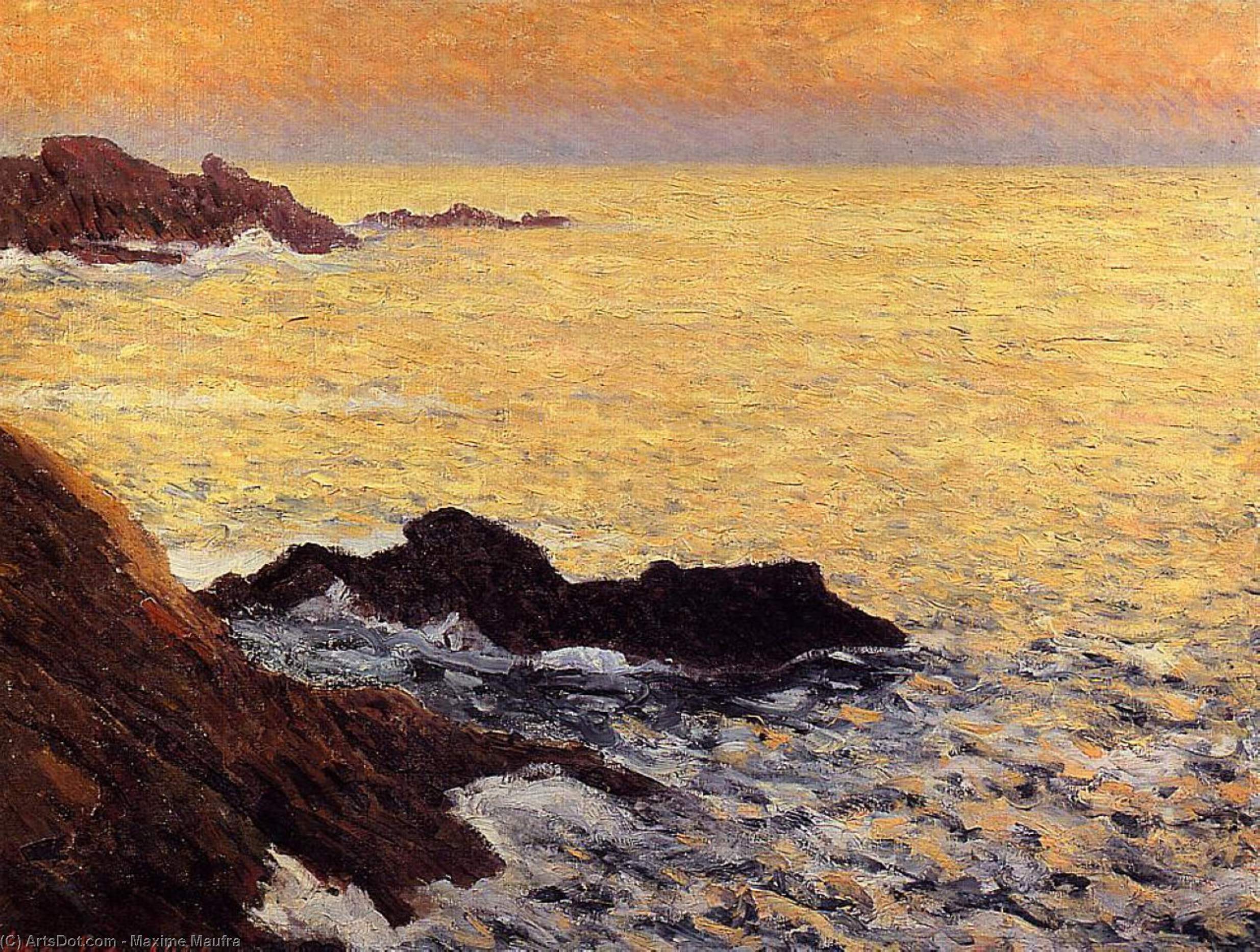 Wikioo.org - The Encyclopedia of Fine Arts - Painting, Artwork by Maxime Emile Louis Maufra - The Golden Sea - Quiberon