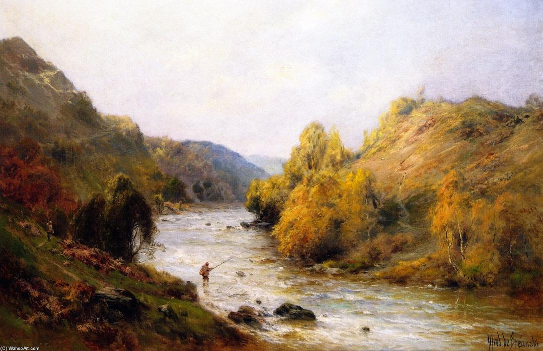 WikiOO.org - Encyclopedia of Fine Arts - Lukisan, Artwork Alfred De Breanski Senior - The Golden Valley, Fishing on the Dee