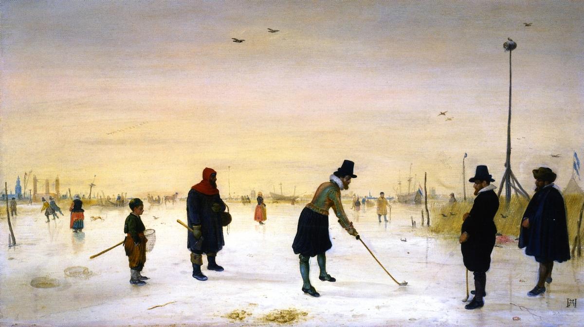 Wikioo.org - สารานุกรมวิจิตรศิลป์ - จิตรกรรม Hendrick Avercamp - Golf Players on the Ice