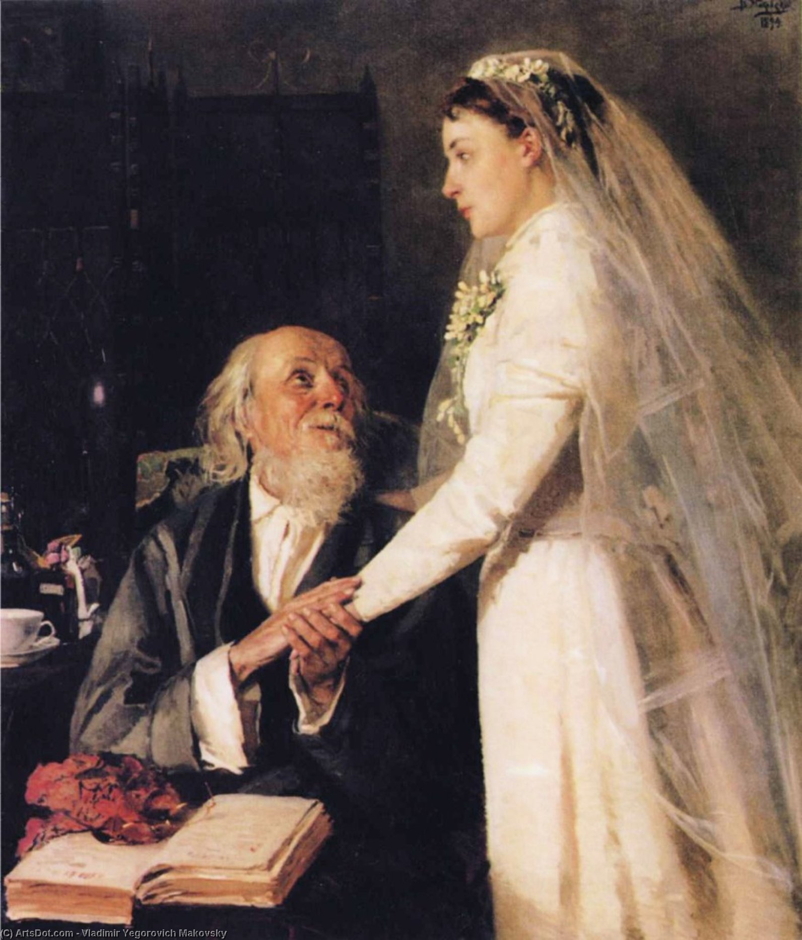 Wikioo.org - The Encyclopedia of Fine Arts - Painting, Artwork by Vladimir Yegorovich Makovsky - Goodbye, Papa