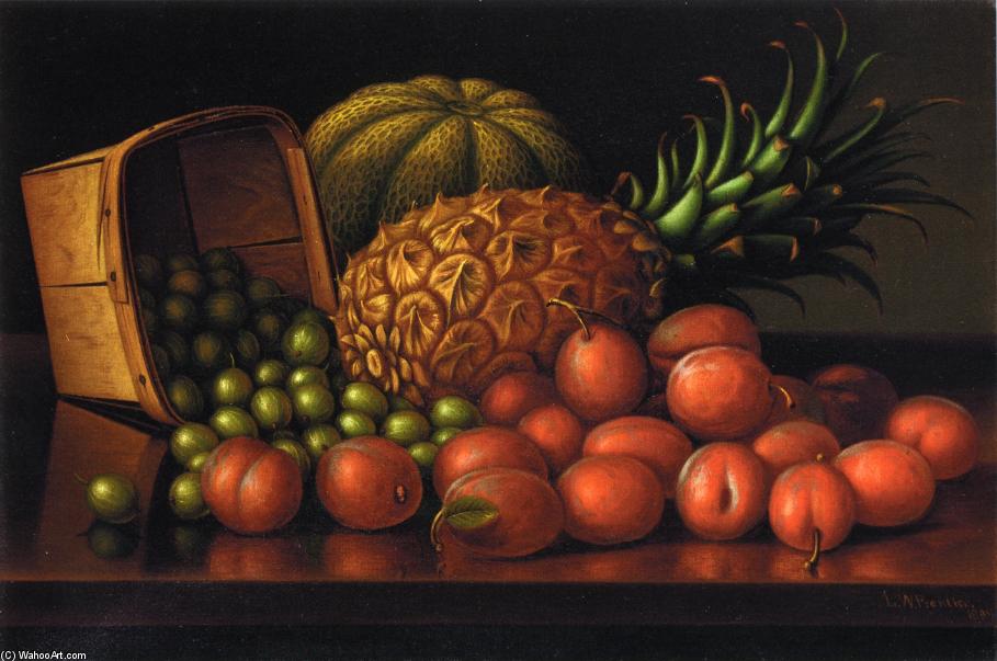 WikiOO.org - Encyclopedia of Fine Arts - Lukisan, Artwork Levi Wells Prentice - Gooseberries, Plums, Pineapple and Cantaloupe