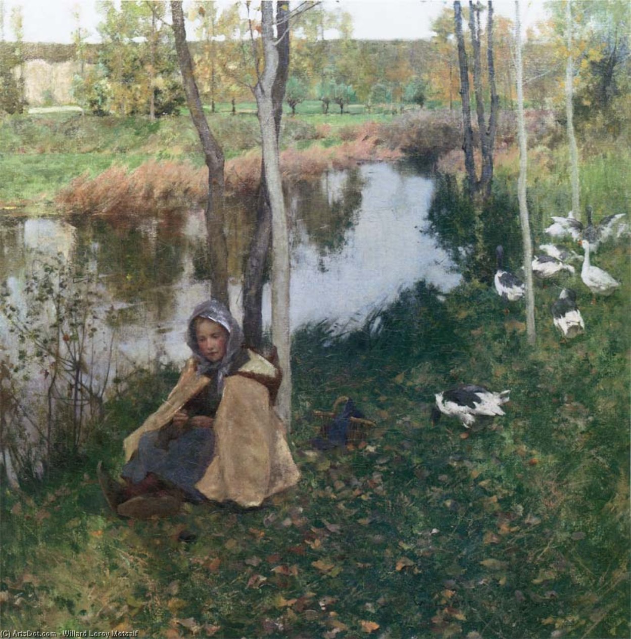 Wikioo.org - Encyklopedia Sztuk Pięknych - Malarstwo, Grafika Willard Leroy Metcalf - Goose Girl