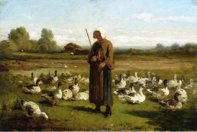 Wikioo.org - The Encyclopedia of Fine Arts - Painting, Artwork by Constant Troyon - Goose Girl