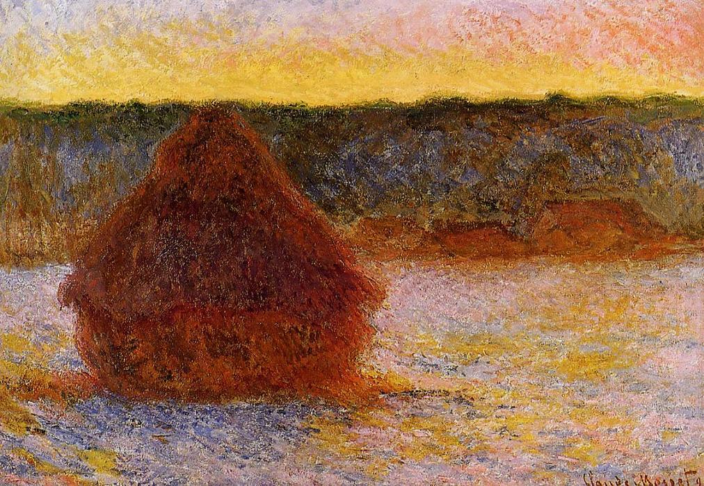 Wikioo.org - The Encyclopedia of Fine Arts - Painting, Artwork by Claude Monet - Grainstack at Sunset, Winter