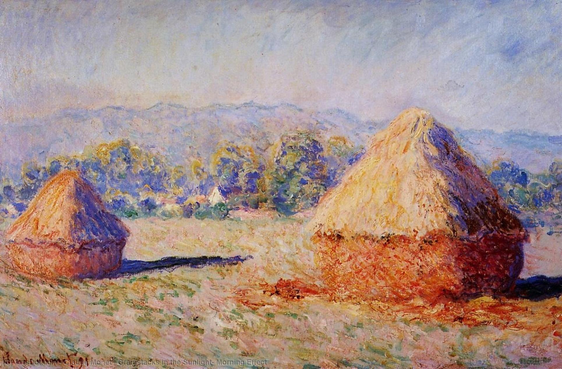 Wikioo.org - The Encyclopedia of Fine Arts - Painting, Artwork by Claude Monet - Grainstacks in the Sunlight, Morning Effect