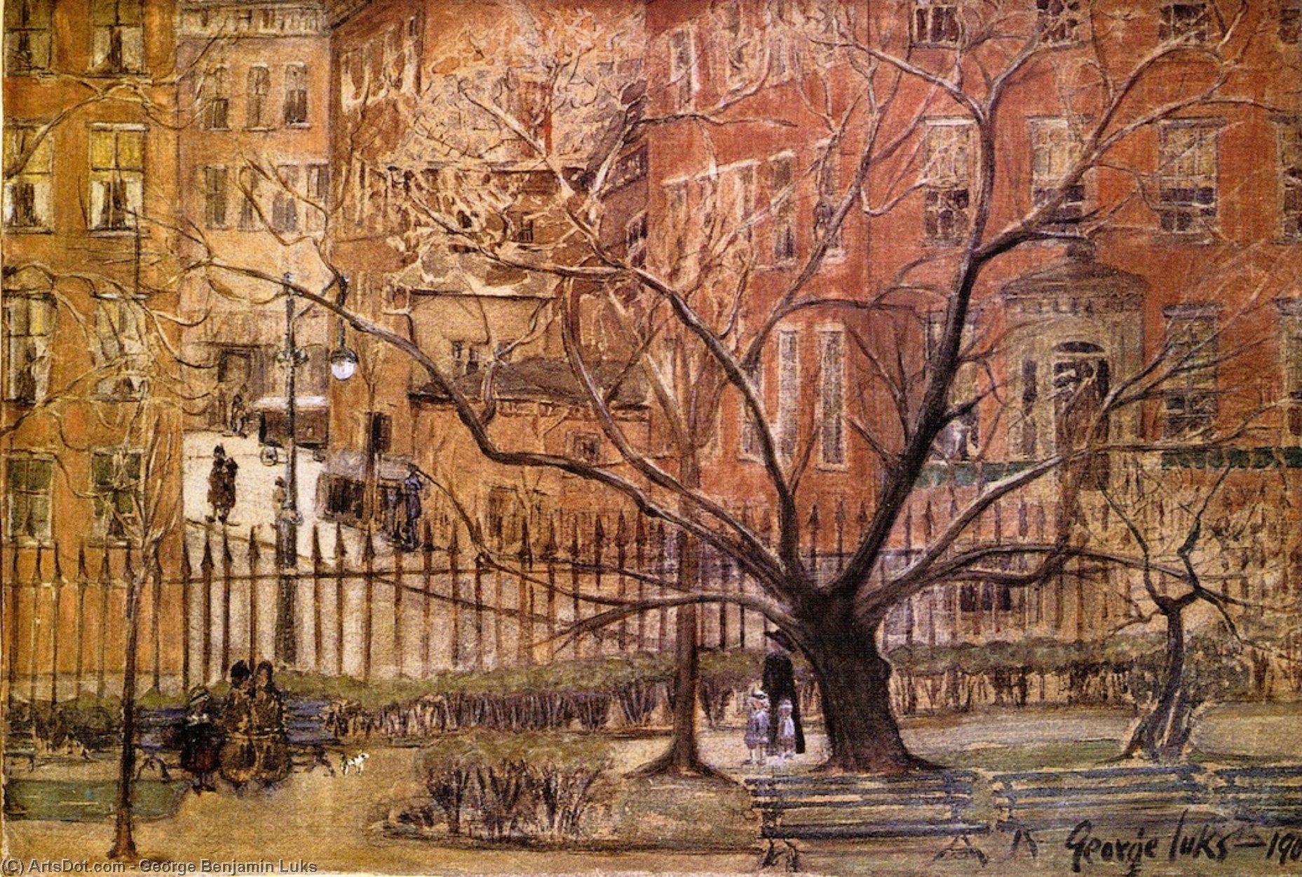 WikiOO.org - دایره المعارف هنرهای زیبا - نقاشی، آثار هنری George Benjamin Luks - Gramercy Park