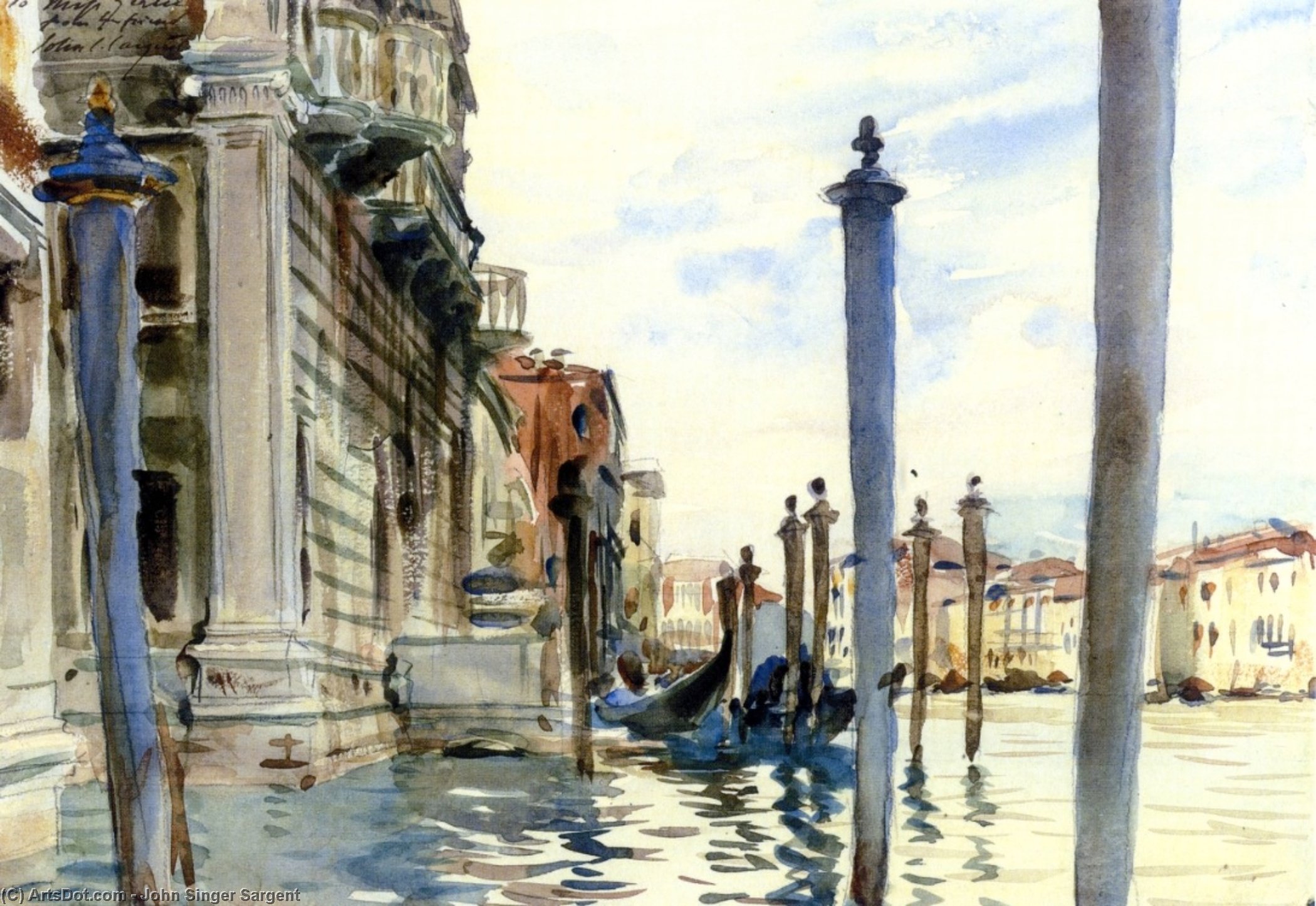 Wikioo.org - The Encyclopedia of Fine Arts - Painting, Artwork by John Singer Sargent - The Grand Canal, Venice (also known as Palazzo Corner Sinelli)