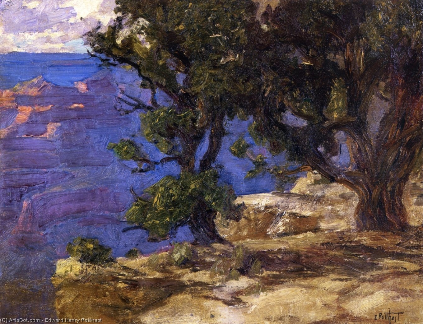 Wikioo.org - The Encyclopedia of Fine Arts - Painting, Artwork by Edward Henry Potthast - Grand Canyon Trees and Rocks