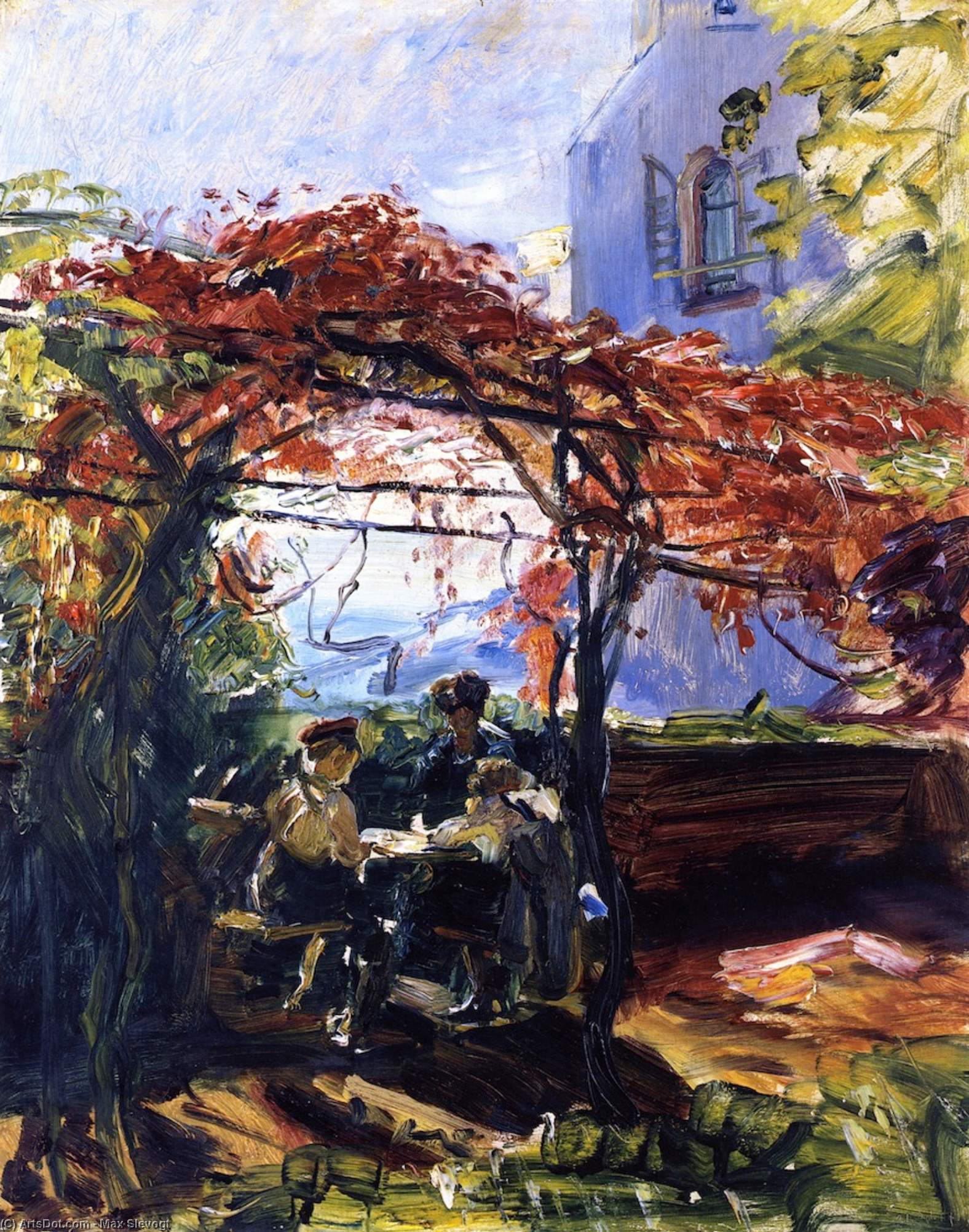 Wikioo.org - The Encyclopedia of Fine Arts - Painting, Artwork by Max Slevogt - Grape Arbor at Neukastel