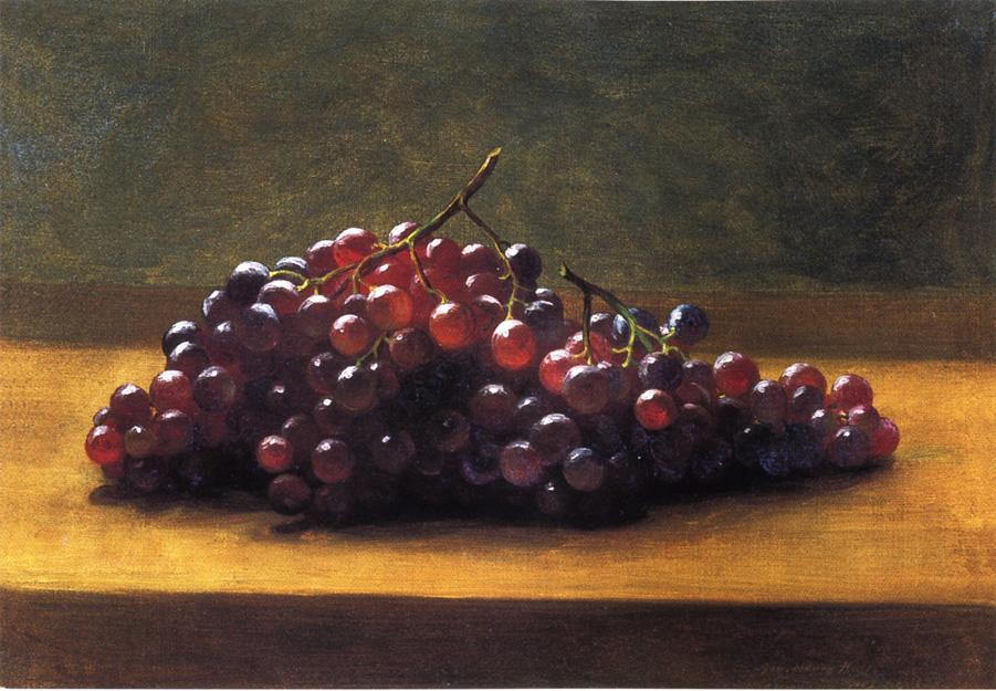 Wikioo.org - The Encyclopedia of Fine Arts - Painting, Artwork by George Henry Hall - Grapes on a Tabletop
