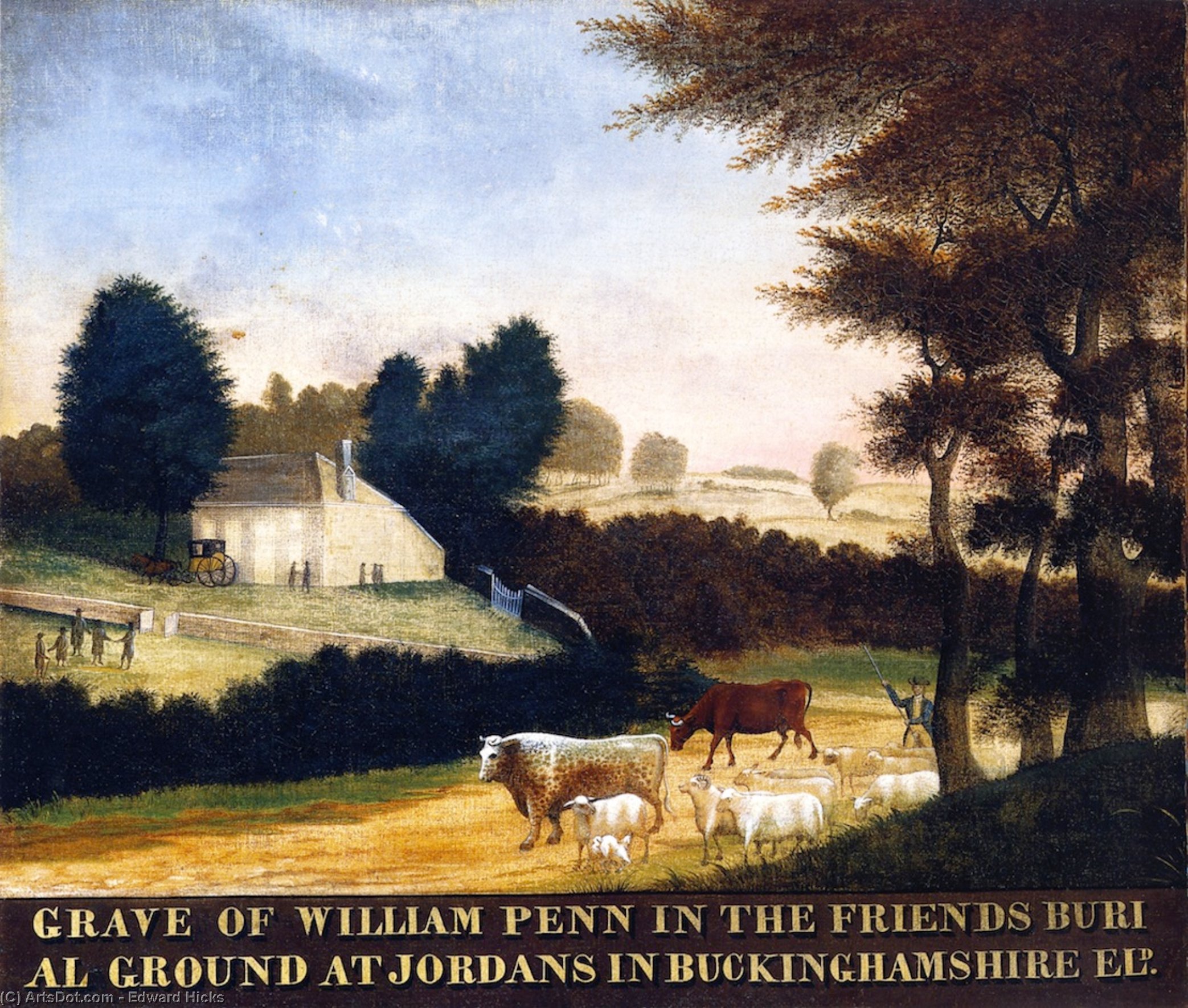 Wikioo.org - The Encyclopedia of Fine Arts - Painting, Artwork by Edward Hicks - Grave of William Penn at Jordans in England