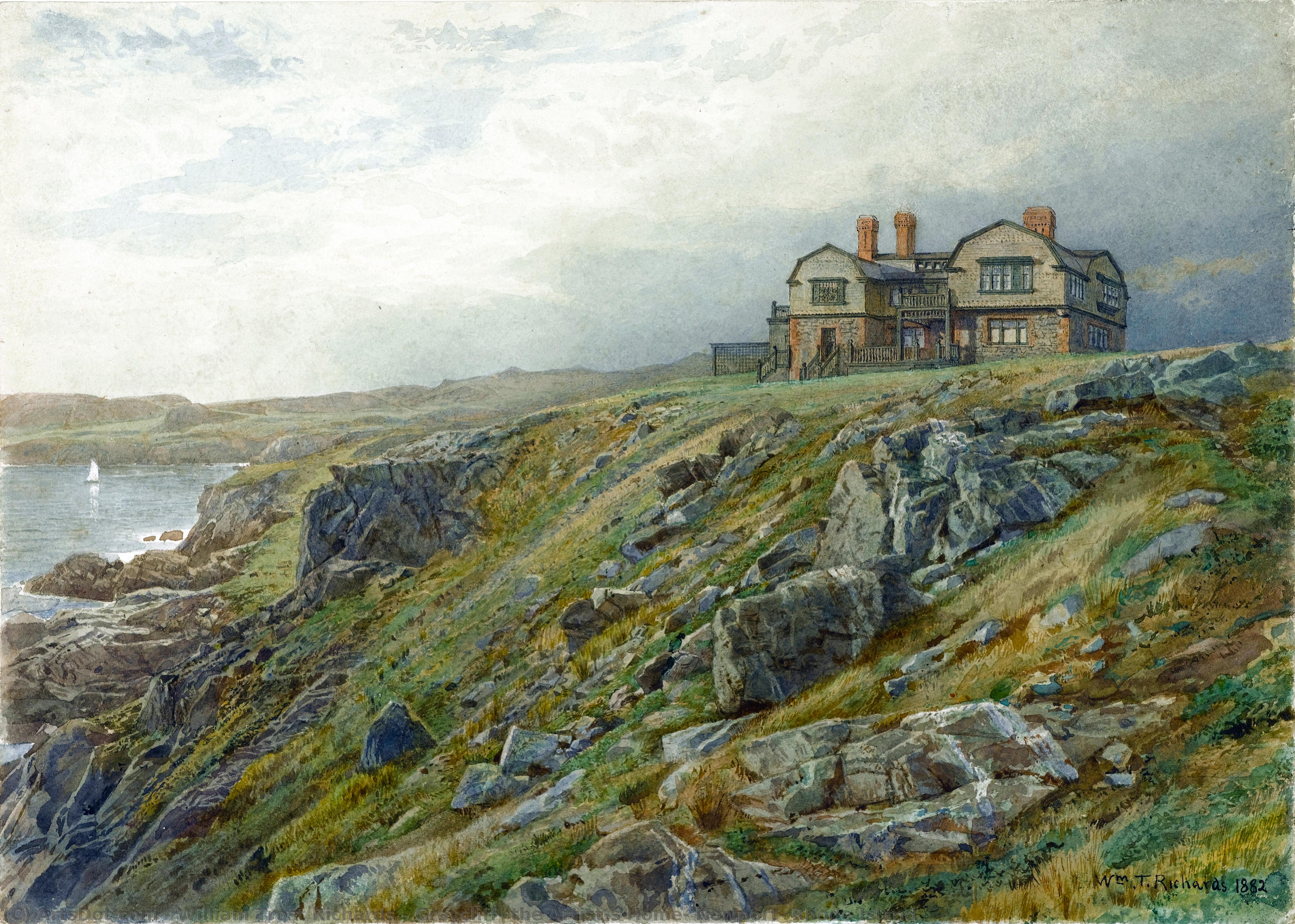 WikiOO.org - Encyclopedia of Fine Arts - Lukisan, Artwork William Trost Richards - Graycliff, the Artist's Home, Newport, Rhode Island