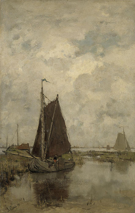 Wikioo.org - The Encyclopedia of Fine Arts - Painting, Artwork by Jacob Henricus Maris - Gray day with ships