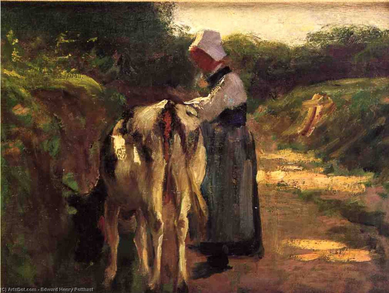 Wikioo.org - The Encyclopedia of Fine Arts - Painting, Artwork by Edward Henry Potthast - Grazing by the Roadside