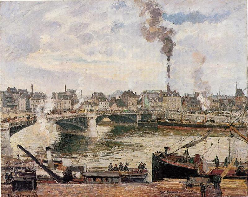 Wikioo.org - The Encyclopedia of Fine Arts - Painting, Artwork by Camille Pissarro - The Great Bridge, Rouen (also known as The Pont Boieldieu, Rouen)