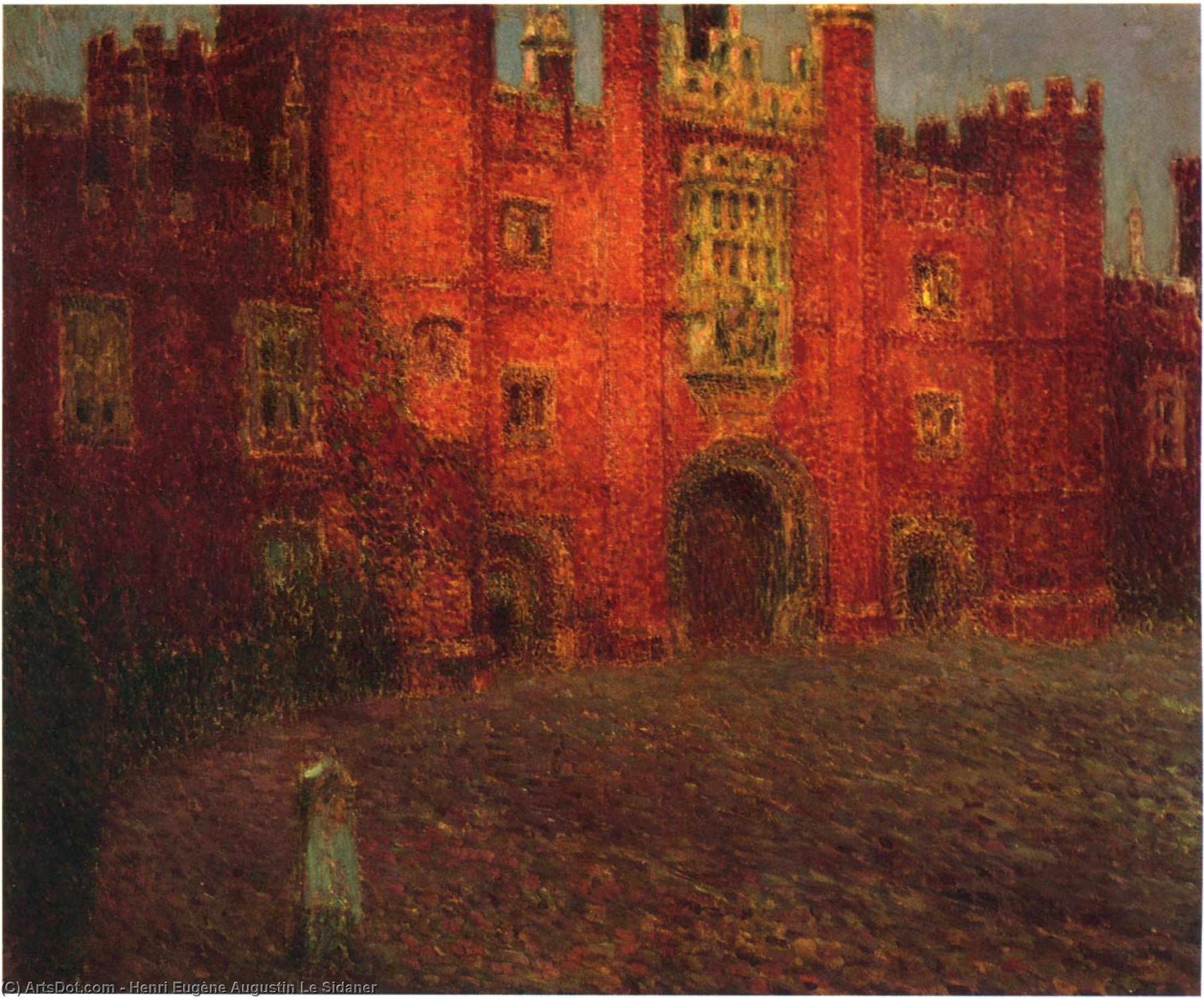 Wikioo.org - The Encyclopedia of Fine Arts - Painting, Artwork by Henri Eugène Augustin Le Sidaner - The Great Gate at Hampton Court