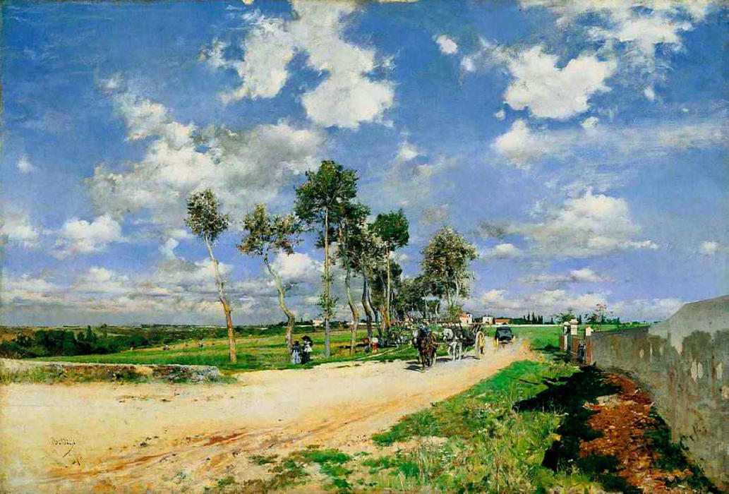 Wikioo.org - The Encyclopedia of Fine Arts - Painting, Artwork by Giovanni Boldini - The Great Road in the Villas Combes