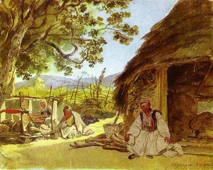 WikiOO.org - Encyclopedia of Fine Arts - Målning, konstverk Karl Pavlovich Brulloff - Greek Morning in Myraca