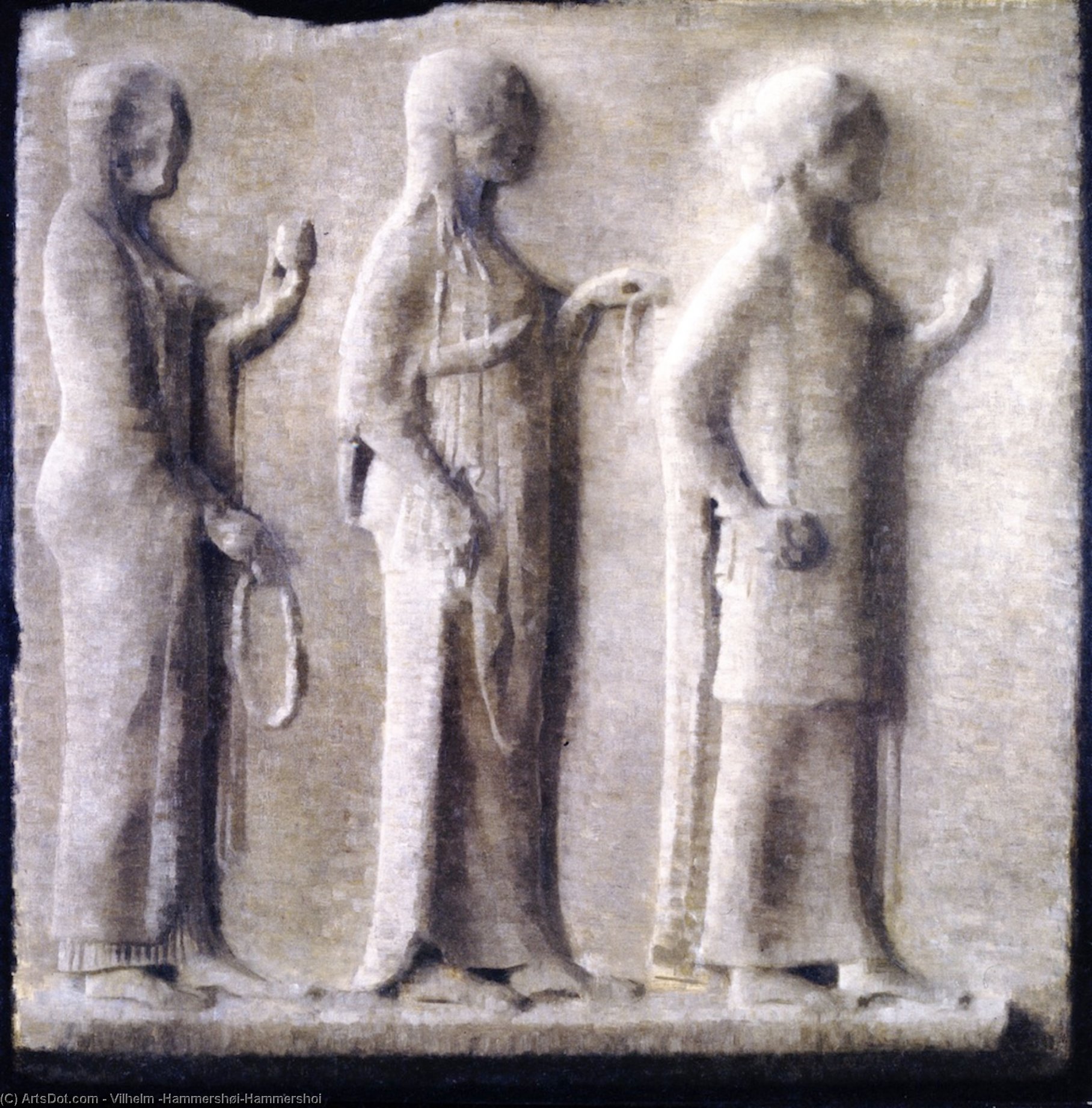 Wikoo.org - موسوعة الفنون الجميلة - اللوحة، العمل الفني Vilhelm (Hammershøi)Hammershoi - A Greek Relief in the Louvre