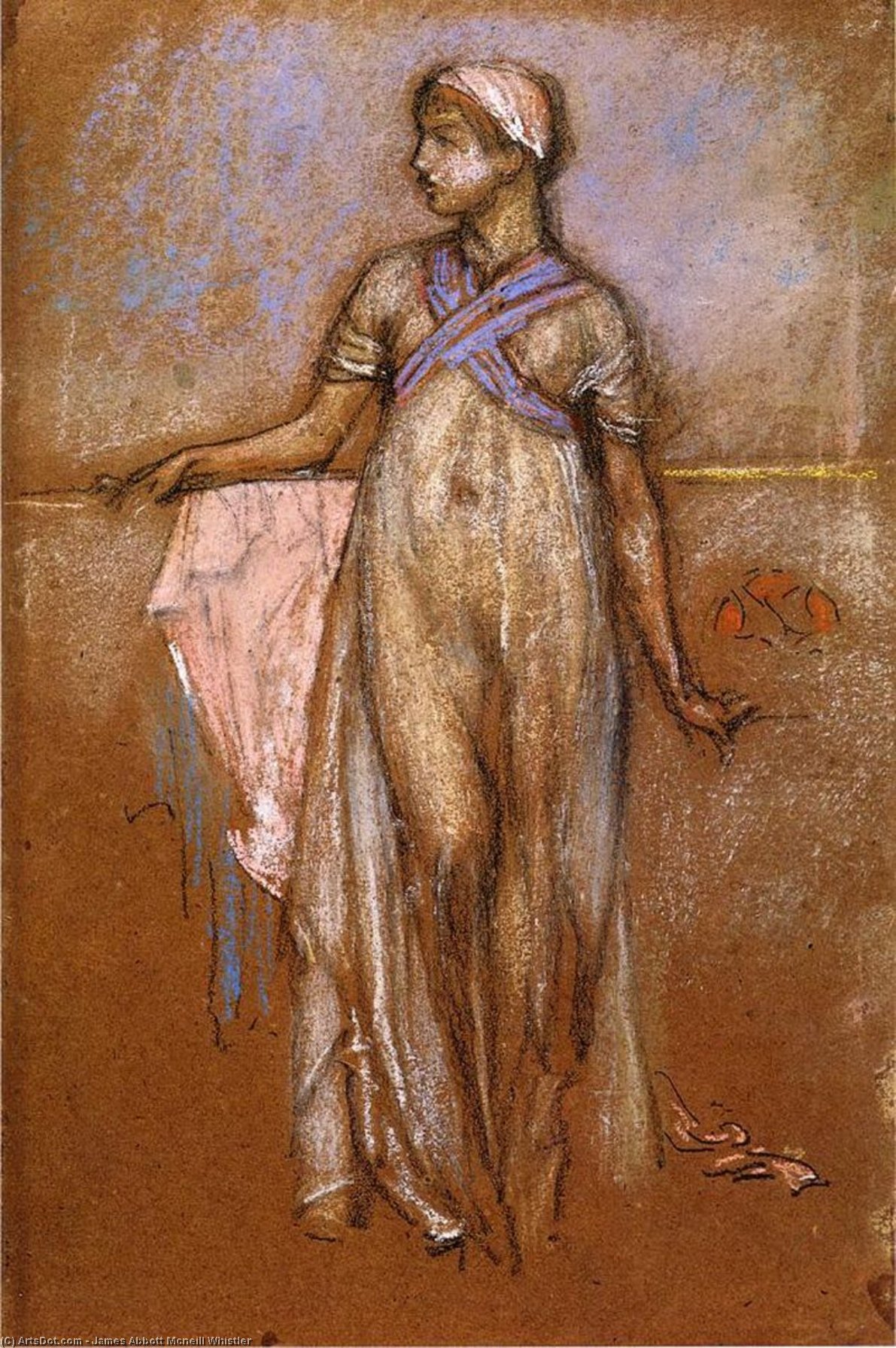 Wikioo.org - The Encyclopedia of Fine Arts - Painting, Artwork by James Abbott Mcneill Whistler - The Greek Slave Girl (also known as Variations in Violet and Rose)