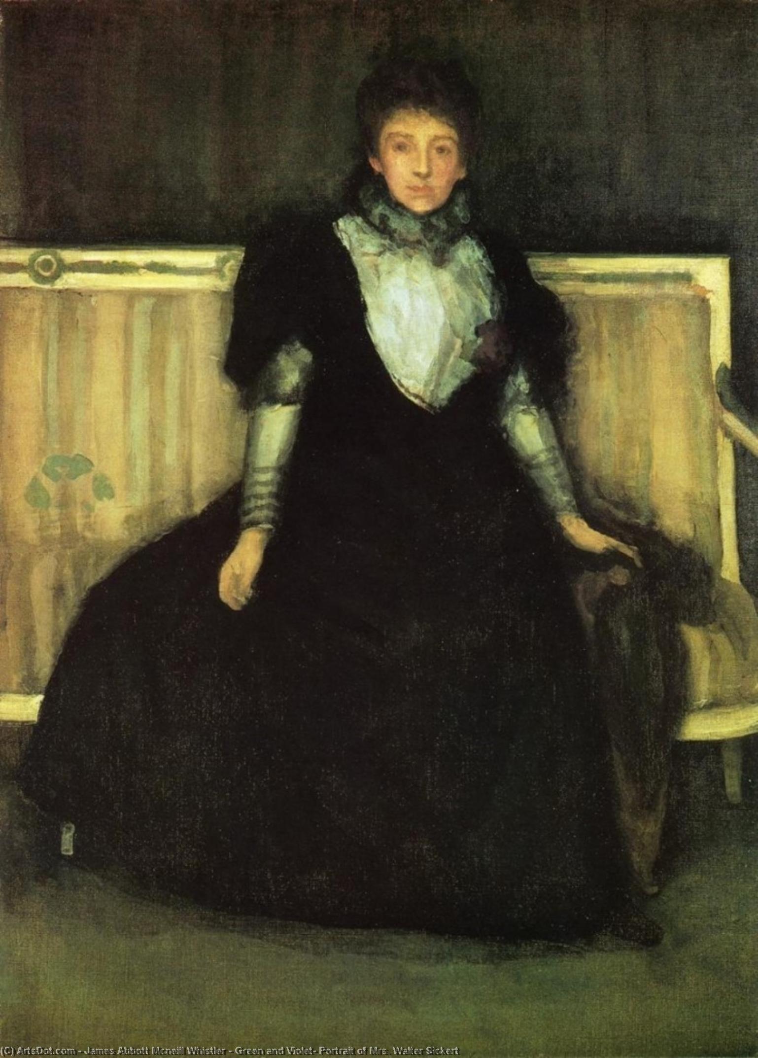 Wikioo.org - The Encyclopedia of Fine Arts - Painting, Artwork by James Abbott Mcneill Whistler - Green and Violet: Portrait of Mrs. Walter Sickert