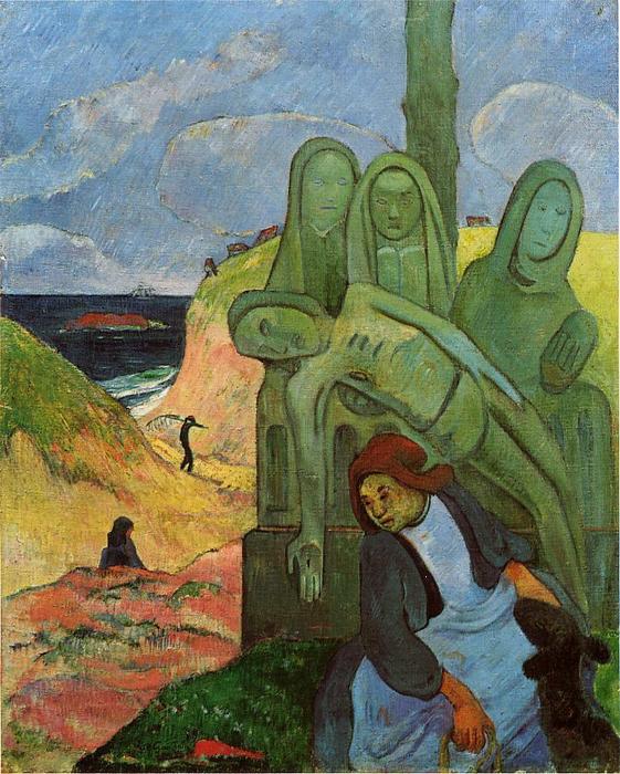 Wikioo.org – La Enciclopedia de las Bellas Artes - Pintura, Obras de arte de Paul Gauguin - cristo verde ( también conocido como calvario bretón )