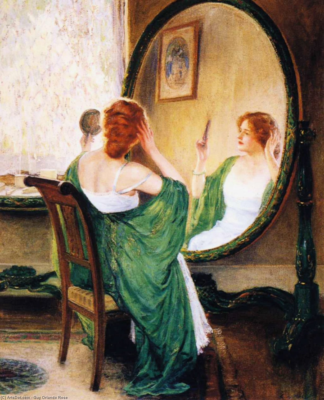 Wikioo.org - The Encyclopedia of Fine Arts - Painting, Artwork by Guy Orlando Rose - The Green Mirror