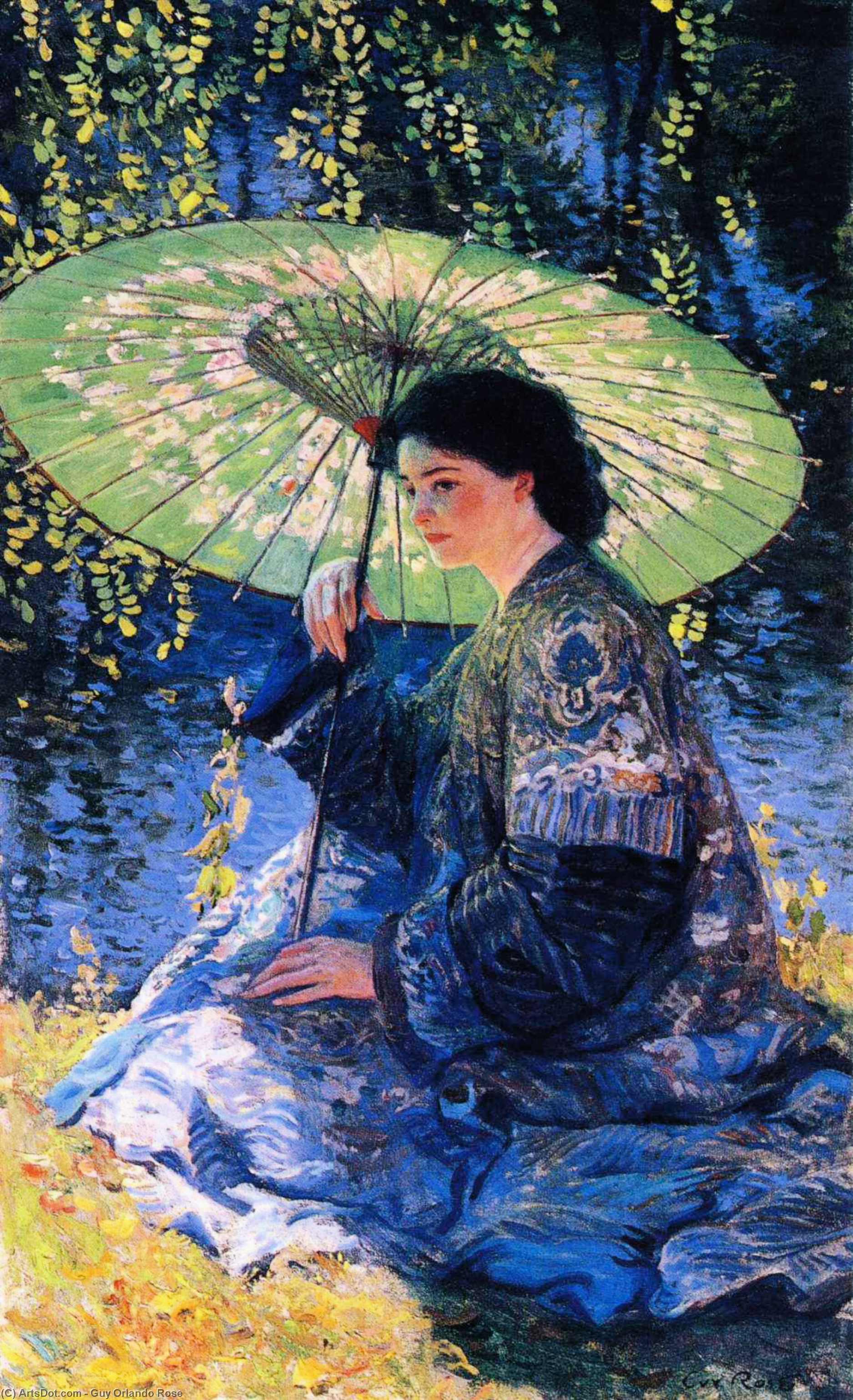 Wikioo.org - The Encyclopedia of Fine Arts - Painting, Artwork by Guy Orlando Rose - The Green Parasol