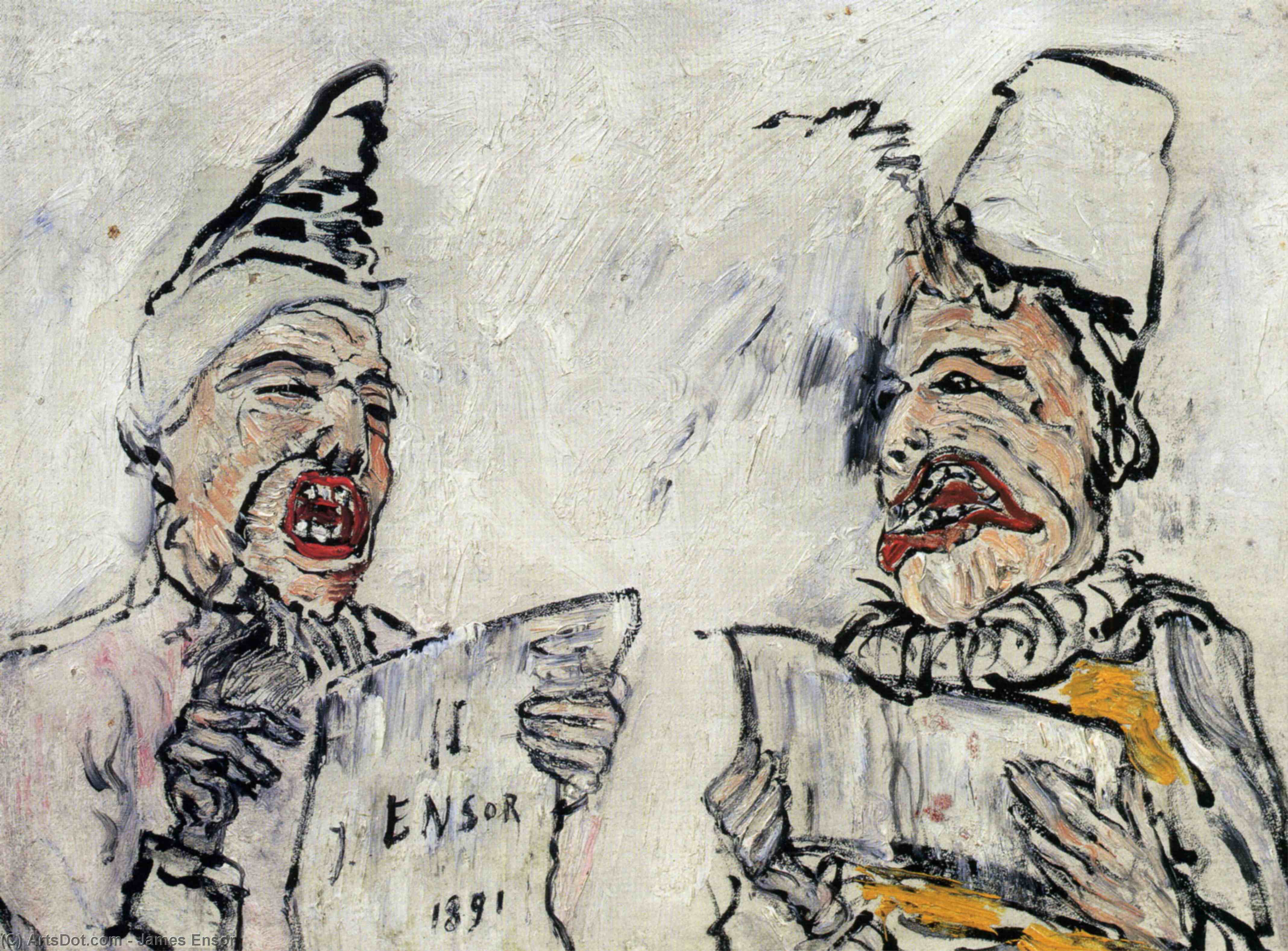 Wikioo.org - สารานุกรมวิจิตรศิลป์ - จิตรกรรม James Ensor - The Grotesque Singers