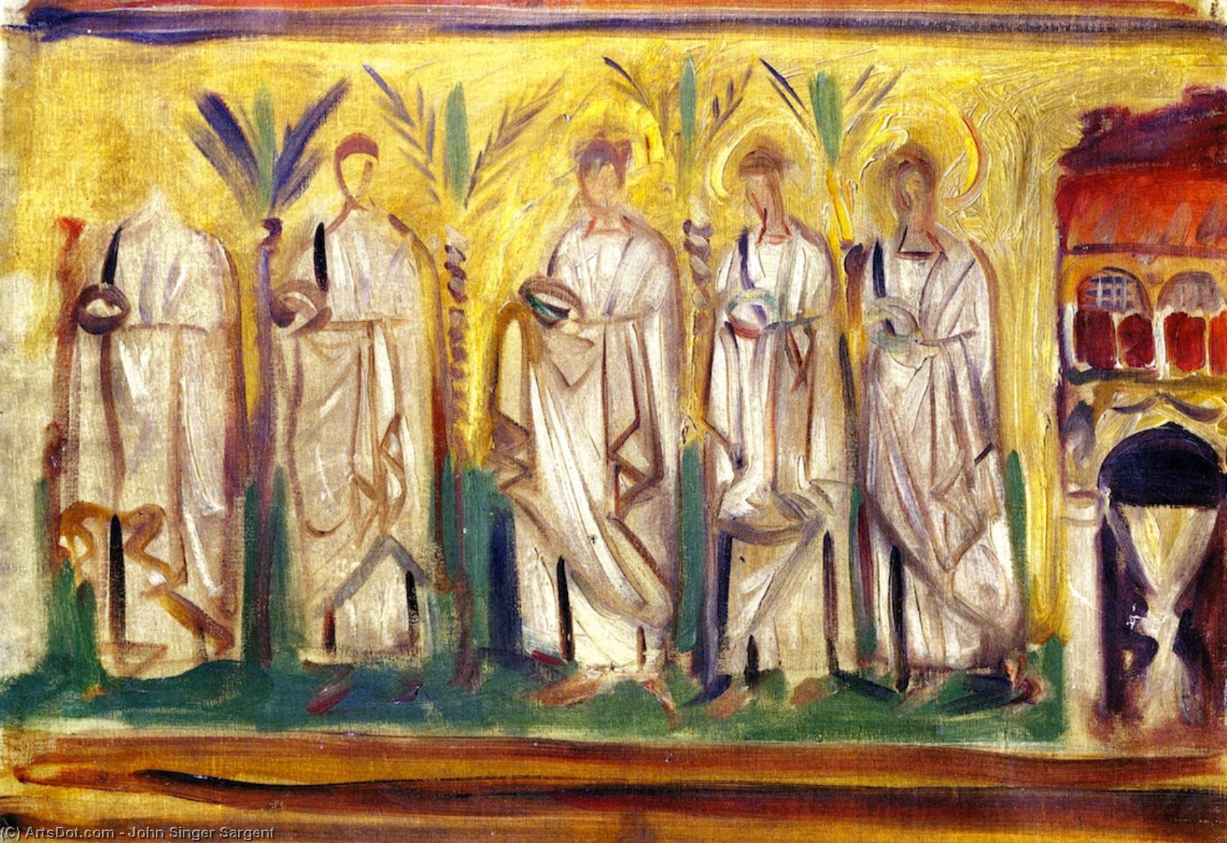 WikiOO.org - 百科事典 - 絵画、アートワーク John Singer Sargent - グループ の  五つ  男性  聖人
