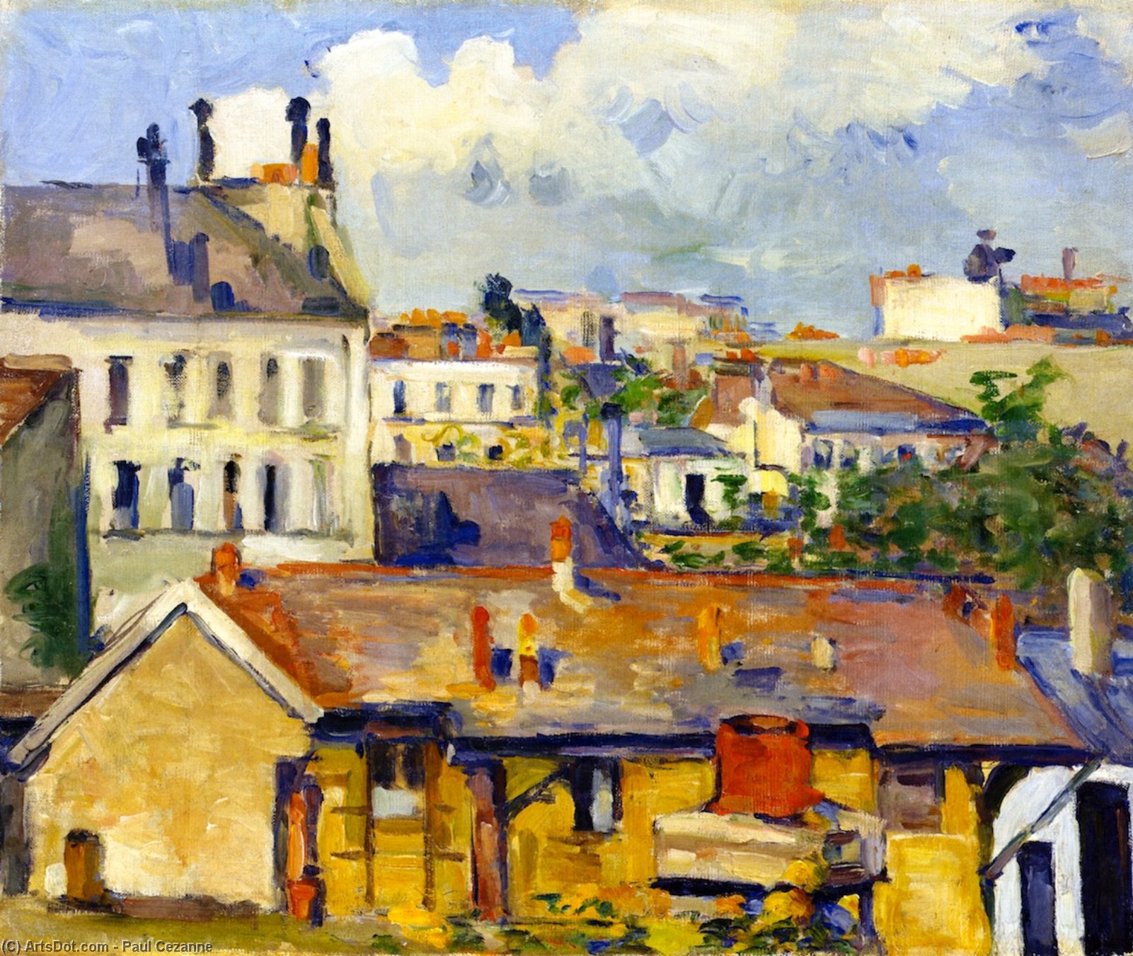 WikiOO.org – 美術百科全書 - 繪畫，作品 Paul Cezanne - 房屋集团（又称屋顶）