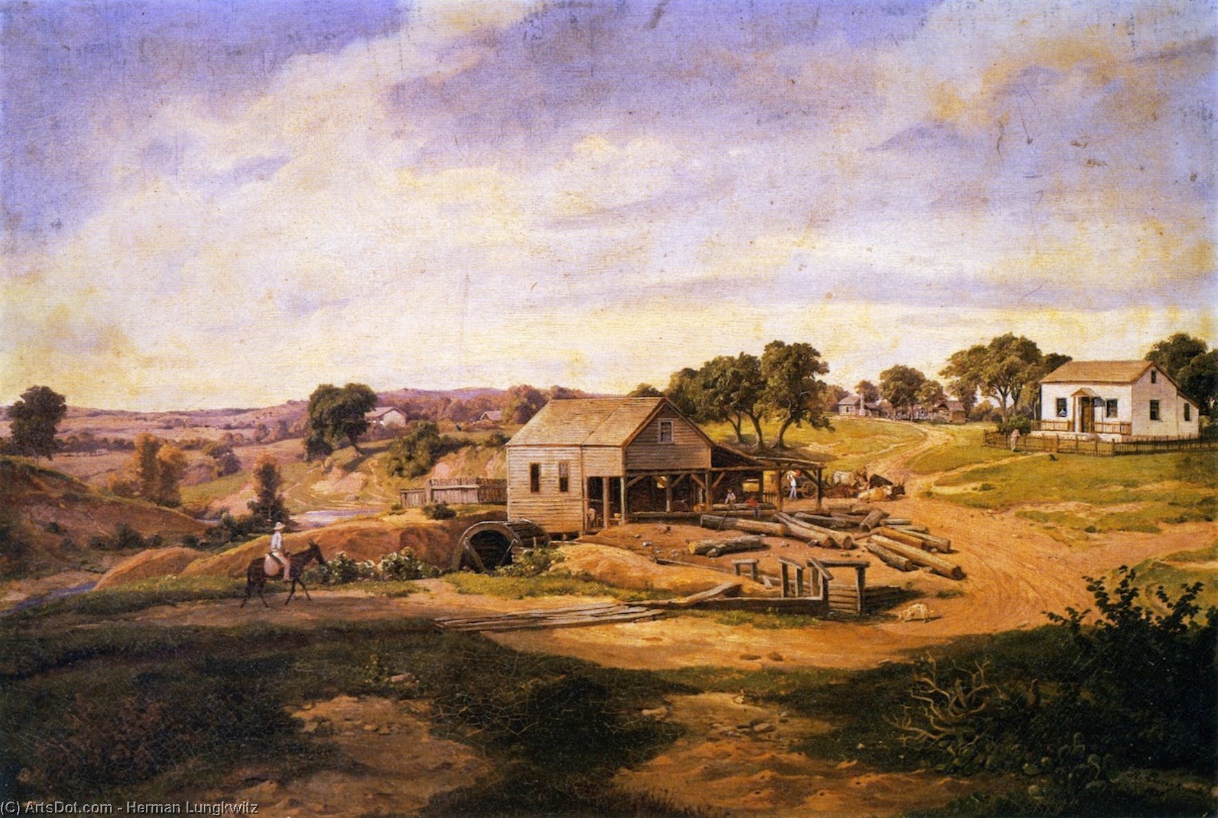 Wikioo.org - The Encyclopedia of Fine Arts - Painting, Artwork by Herman Lungkwitz - Guenther's Mill on LIfe Oak Creel