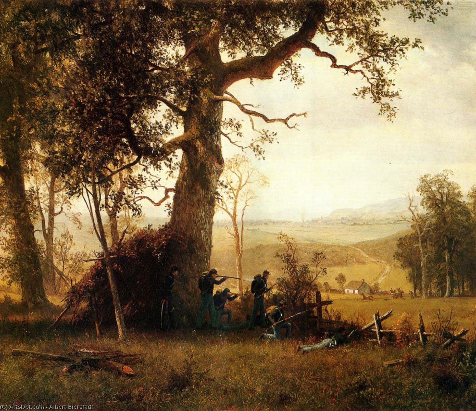 WikiOO.org - Encyclopedia of Fine Arts - Festés, Grafika Albert Bierstadt - Guerilla Warfare (also known as Picket Duty in Virginia)