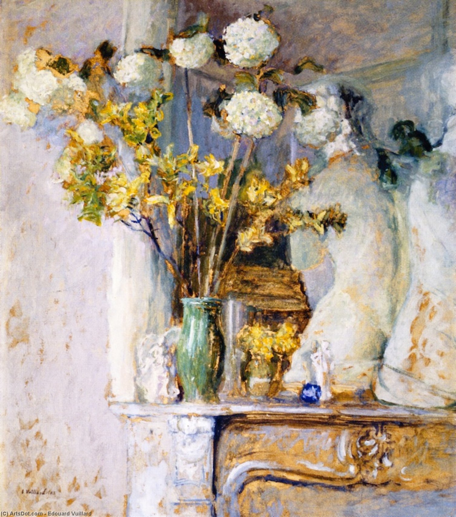 Wikioo.org - The Encyclopedia of Fine Arts - Painting, Artwork by Jean Edouard Vuillard - Guilder Roses and the Venus de Milo