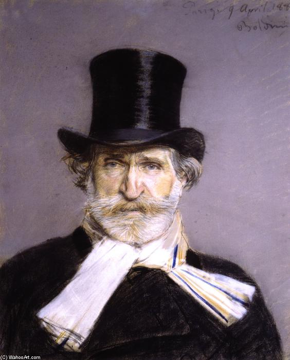 Wikioo.org – La Enciclopedia de las Bellas Artes - Pintura, Obras de arte de Giovanni Boldini - Guiseppe Verdi en un sombrero de copa
