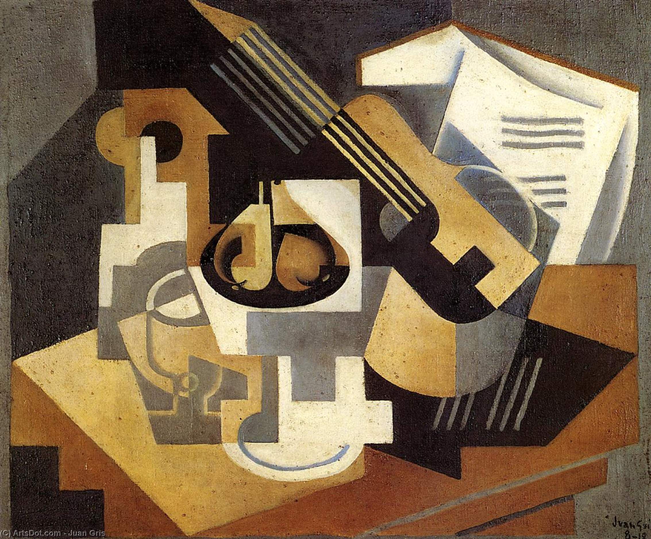 Wikioo.org - The Encyclopedia of Fine Arts - Painting, Artwork by Juan Gris - Guitar and fruit dish