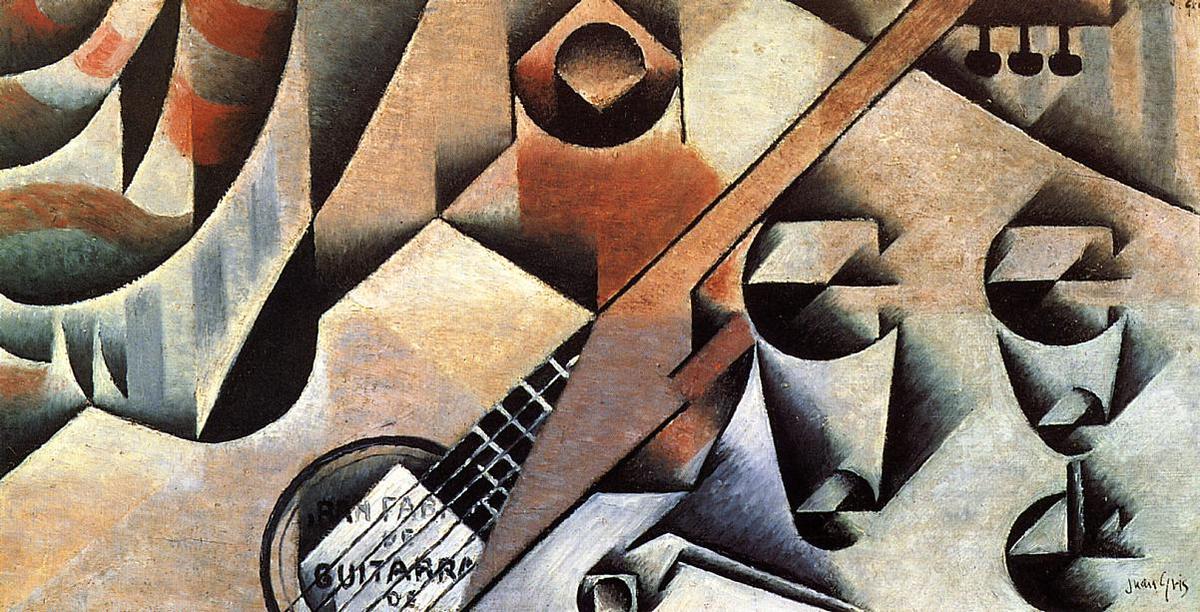 Wikioo.org - The Encyclopedia of Fine Arts - Painting, Artwork by Juan Gris - Guitar and Glasses (also known as Banjo and Glasses)