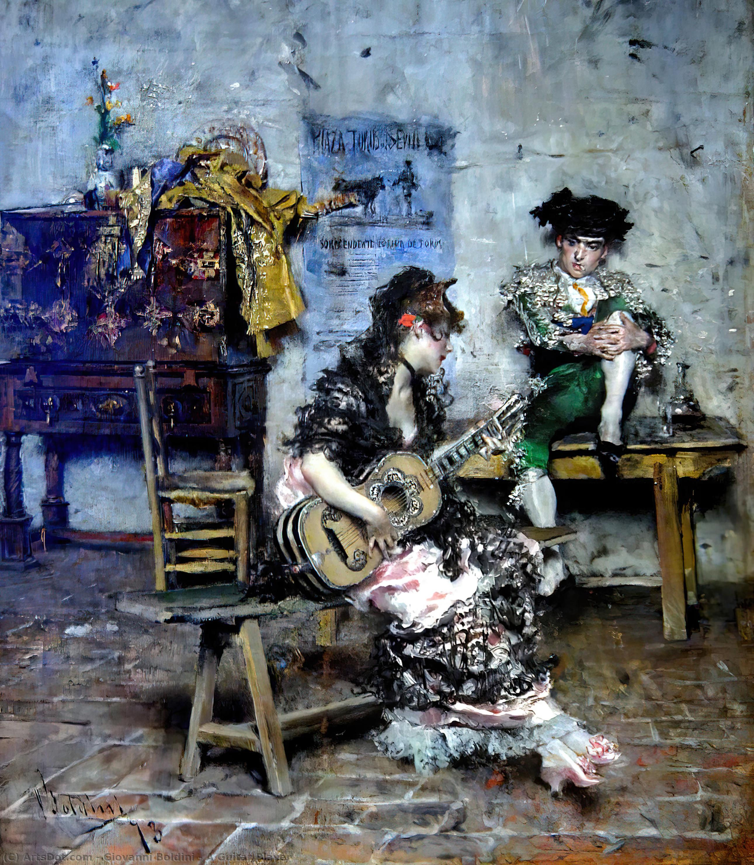 WikiOO.org - Enciclopedia of Fine Arts - Pictura, lucrări de artă Giovanni Boldini - A Guitar Player