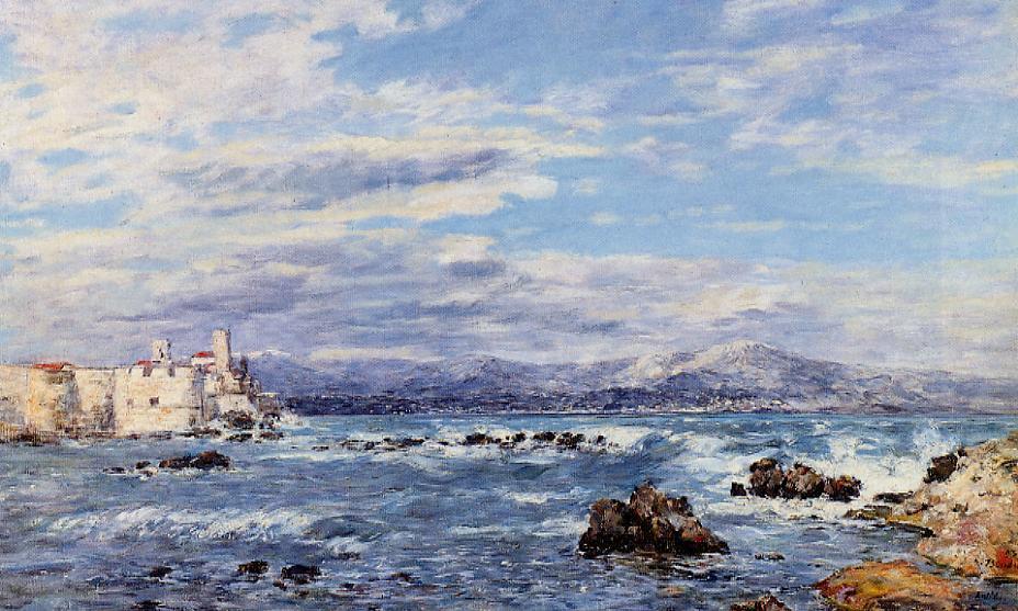 Wikioo.org - The Encyclopedia of Fine Arts - Painting, Artwork by Eugène Louis Boudin - A Gusty Northwest Wind at Antibes