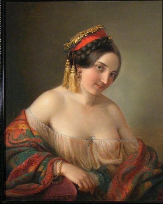 Wikioo.org – L'Encyclopédie des Beaux Arts - Peinture, Oeuvre de Friedrich Ritter Von Amerling - Une fille tsigane