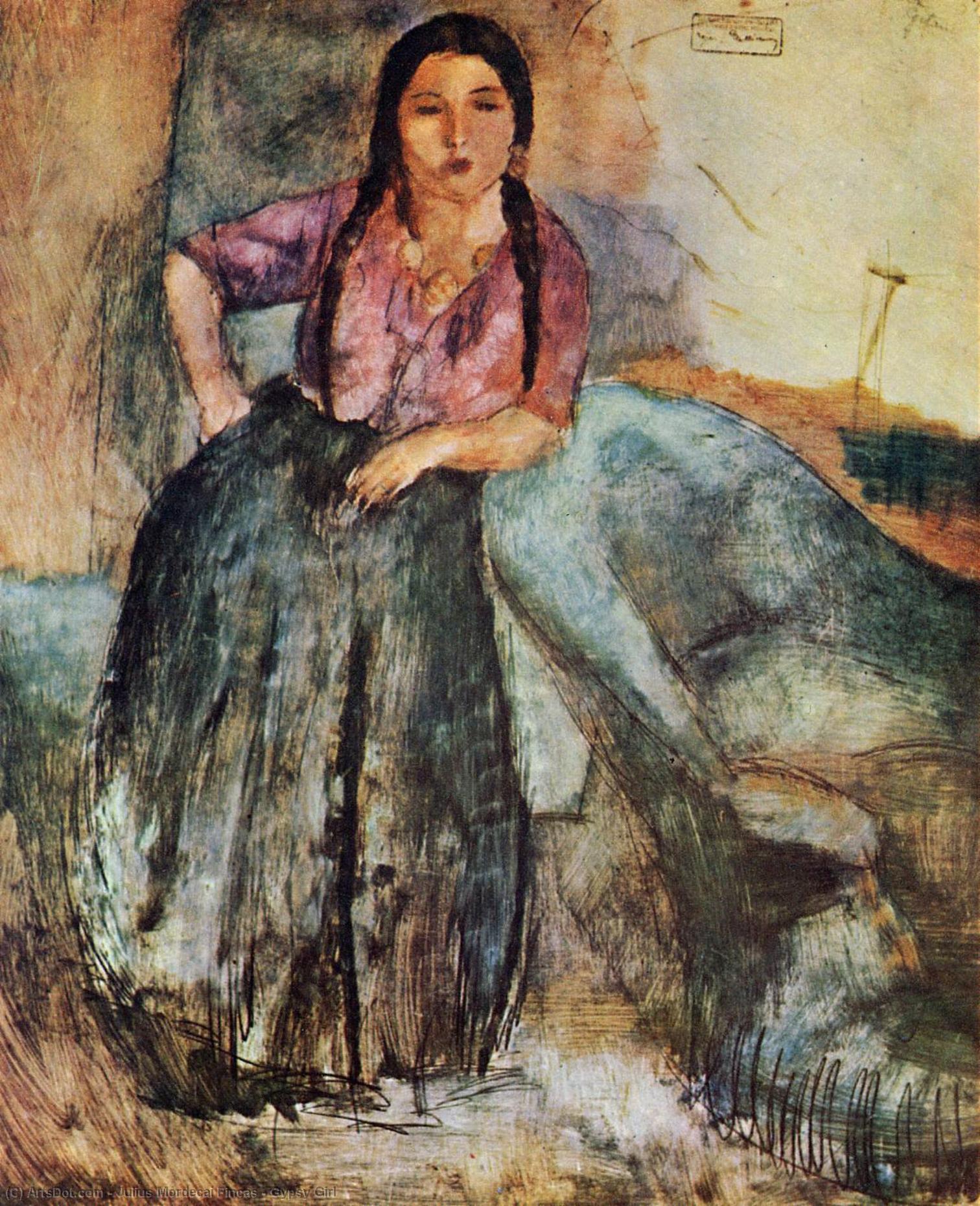 Wikioo.org - The Encyclopedia of Fine Arts - Painting, Artwork by Julius Mordecai Pincas - Gypsy Girl