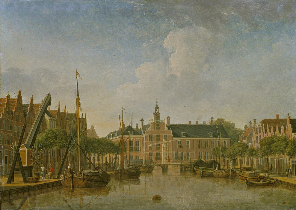Wikioo.org – L'Encyclopédie des Beaux Arts - Peinture, Oeuvre de Jan Ten Compe - La Haye, le Bierkade et Groenewegje avec une vue sur le Spui