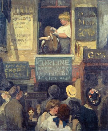 WikiOO.org - Encyclopedia of Fine Arts - Maleri, Artwork John Sloan - Hairdresser's Window