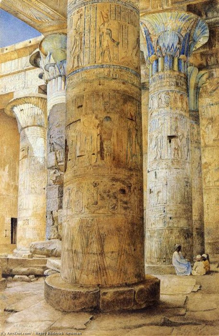 Wikioo.org - The Encyclopedia of Fine Arts - Painting, Artwork by Henry Roderick Newman - Hall of Columns, Philae