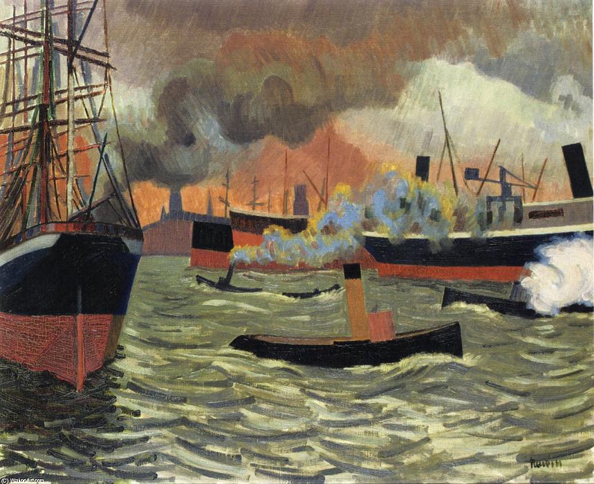 WikiOO.org - Güzel Sanatlar Ansiklopedisi - Resim, Resimler Auguste Herbin - Hamburg's Port
