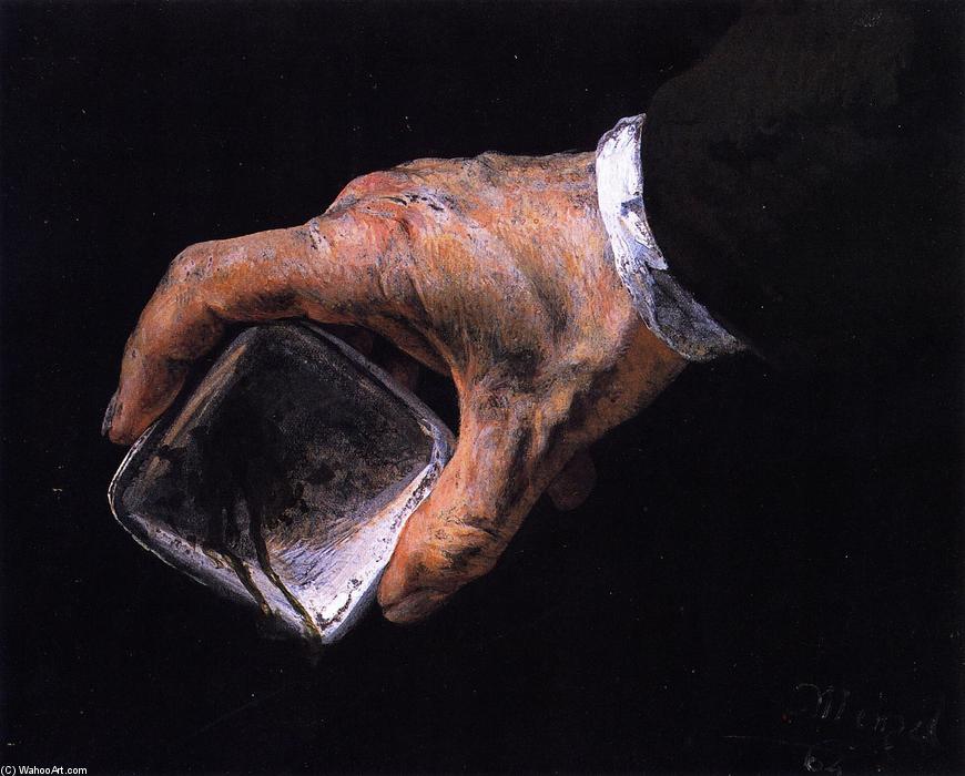 Wikioo.org – L'Enciclopedia delle Belle Arti - Pittura, Opere di Adolph Menzel - a mano holding a vernice `dish`