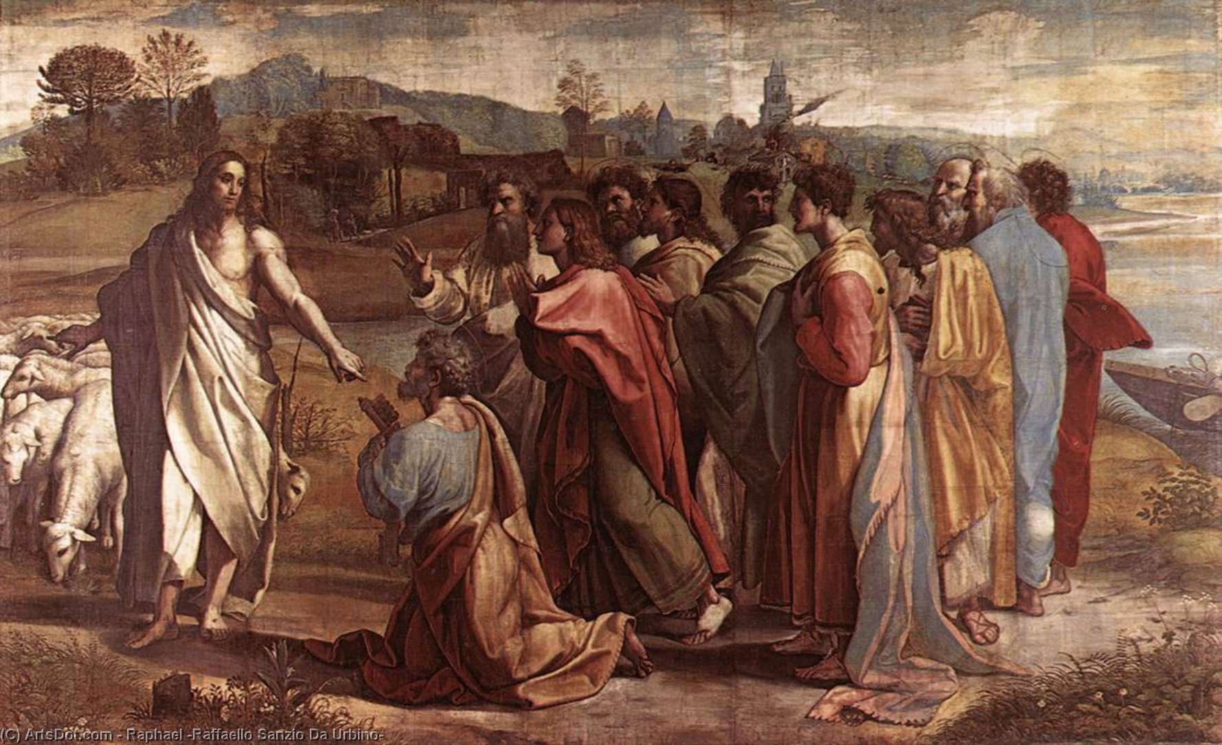 WikiOO.org - Енциклопедия за изящни изкуства - Живопис, Произведения на изкуството Raphael (Raffaello Sanzio Da Urbino) - The Handing-over the Keys