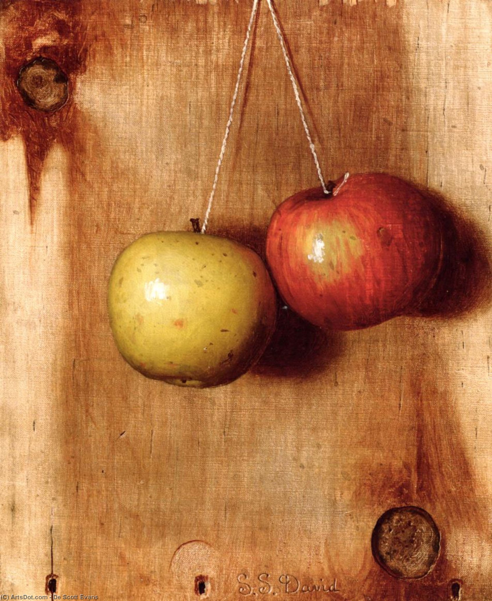 Wikioo.org - The Encyclopedia of Fine Arts - Painting, Artwork by De Scott Evans - Hanging Apples