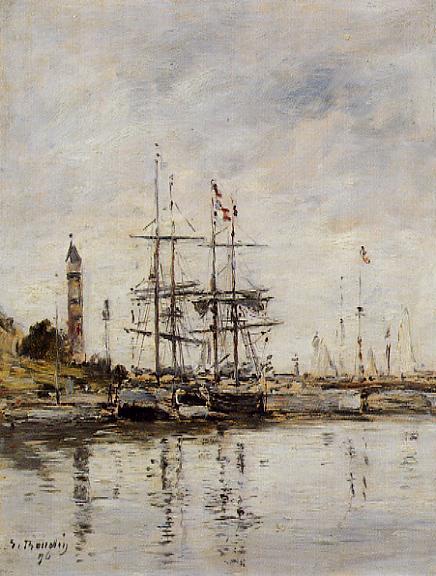 Wikioo.org – La Enciclopedia de las Bellas Artes - Pintura, Obras de arte de Eugène Louis Boudin - El puerto en Deauville
