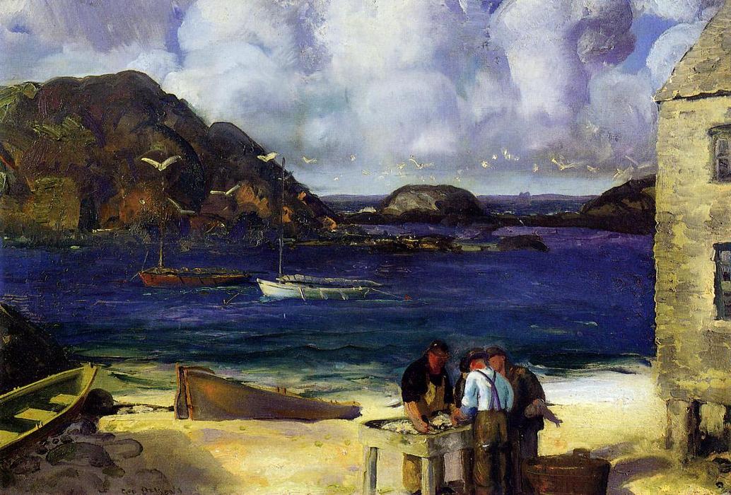 Wikioo.org - The Encyclopedia of Fine Arts - Painting, Artwork by George Wesley Bellows - Harbor at Monhegan (also known as Fishing Harbor, Monhegan Island)